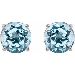 14K White 6 mm Natural Sky Blue Topaz Stud Earrings
