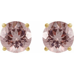 14K Yellow 6 mm Natural Pink Morganite Stud Earrings
