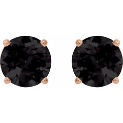 14K Rose 7 mm Natural Black Onyx Earrings