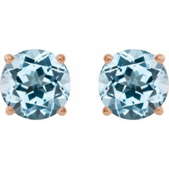 14K Rose 7 mm Natural Sky Blue Topaz Earrings