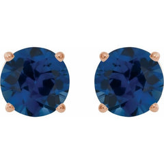 14K Rose 7 mm Lab-Grown Blue Sapphire Earrings