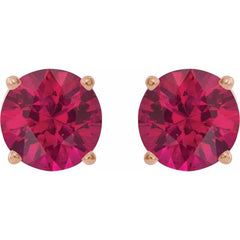 14K Rose 8 mm Lab-Grown Ruby Earrings