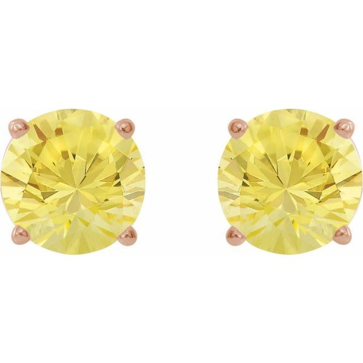 14K Rose 8 mm Lab-Grown Yellow Sapphire Earrings