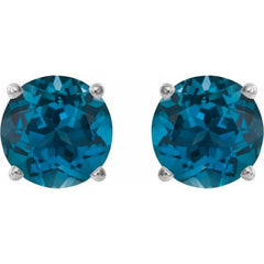 Sterling Silver 8 mm Natural London Blue Topaz Earrings