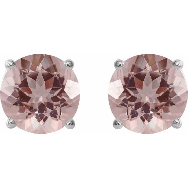 Sterling Silver 7 mm Natural Pink Morganite Earrings