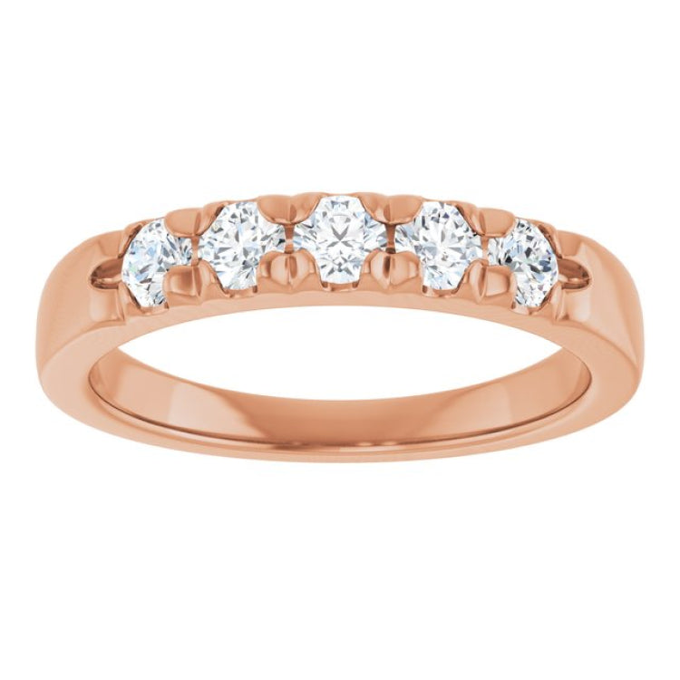 14K Rose 1/2 CTW Lab-Grown Diamond French-Set Anniversary Band