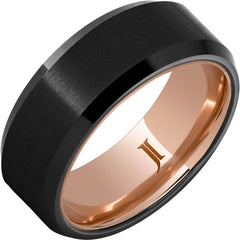Hidden Gold Black Diamond Ceramic Ring with Satin Finish