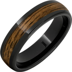 Barrel Aged Black Diamond Ceramic Dome Ring with Bourbon Inlay