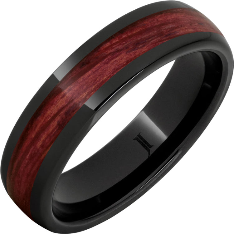 Barrel Aged Black Diamond Ceramic Dome Ring with Cabernet Inlay