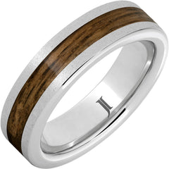 Barrel Aged Serinium® Ring with Bourbon Wood Inlay and Stone Finish