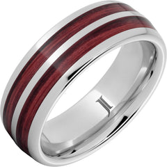 Double Barrel - Barrel Aged Serinium® Dome Ring with Cabernet Inlays
