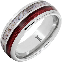 Barrel Aged Serinium® Ring with Cabernet Barrel Wood and Antler Inlays
