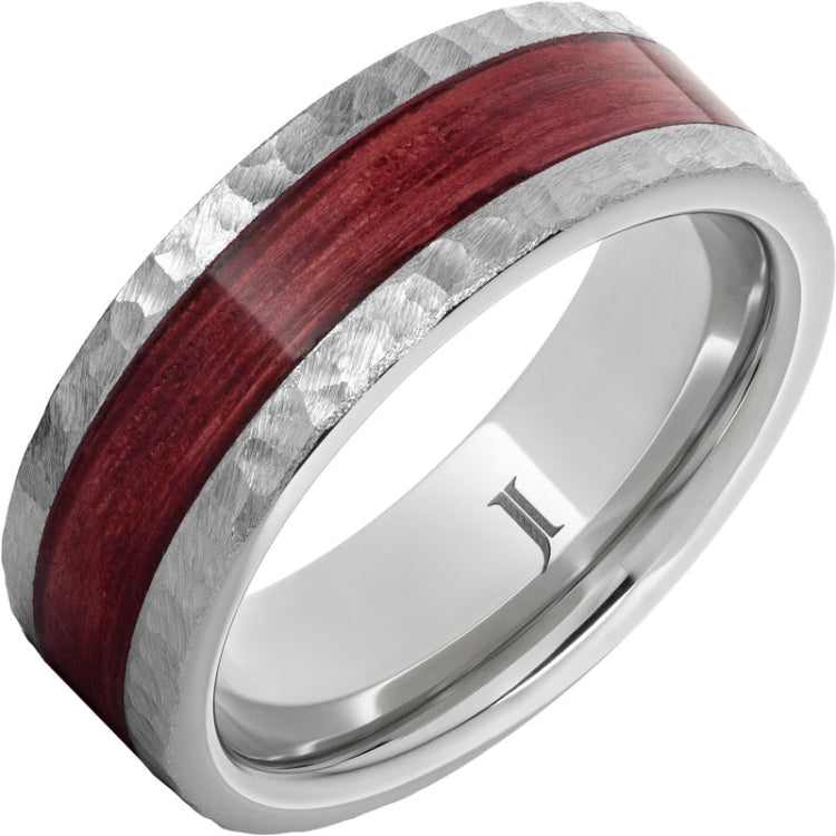 Barrel Aged Serinium® Ring with Cabernet Inlay and Moon Crater Finish