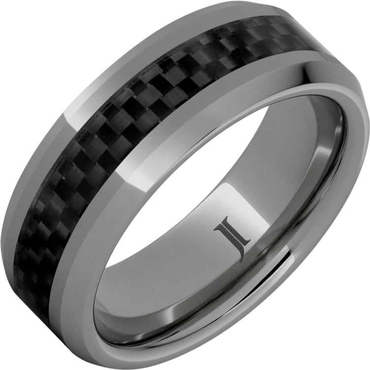 Black Ice - Rugged Tungsten Black Carbon Fiber Inlay Ring