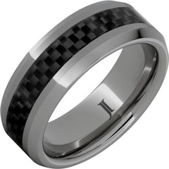 Black Ice - Rugged Tungsten Black Carbon Fiber Inlay Ring