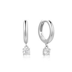 Silver Drop Solitaire Huggies