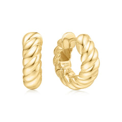 Gold Bold Texture Medium Huggie Hoop Earrings