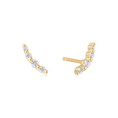 Gold Bezel Beaded Stone Stud Earrings