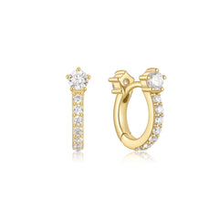 Gold Sparkling Pavé Huggie Hoop Earrings