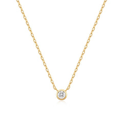 Gold Round Solitaire Cubic Zirconia Necklace