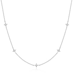 Silver Stars Station Necklace