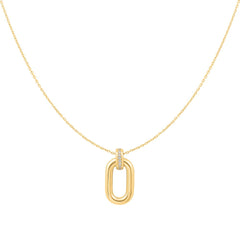 Gold Oval Hoop Pendant Necklace