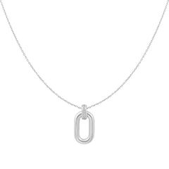 Silver Oval Hoop Pendant Necklace