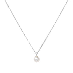 Silver Shell Pearl Drop Pendant Necklace