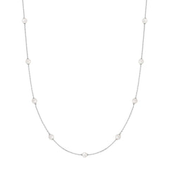 Silver Shell Pearl Station Chain Necklace
