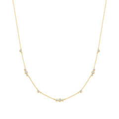 Gold Sparkling Bezel Cubic Zirconia Station Necklace