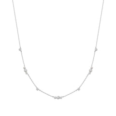 Silver Sparkling Bezel Cubic Zirconia Station Necklace