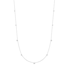 Silver Bezel Cubic Zirconia Station Necklace