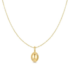 Gold Floral Oval Pendent Necklace