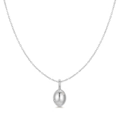 Silver Floral Oval Pendent Necklace