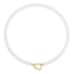 Gold Lobster Clasp Shell Pearl Necklace