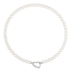 Silver Lobster Clasp Shell Pearl Necklace