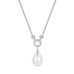 Silver Linked Shell Pearl Drop Pendant Necklace