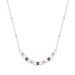 Two-Tone Sparkling Braided Shell Pearl Necklace