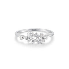 Silver Flower Cluster Pavé Ring